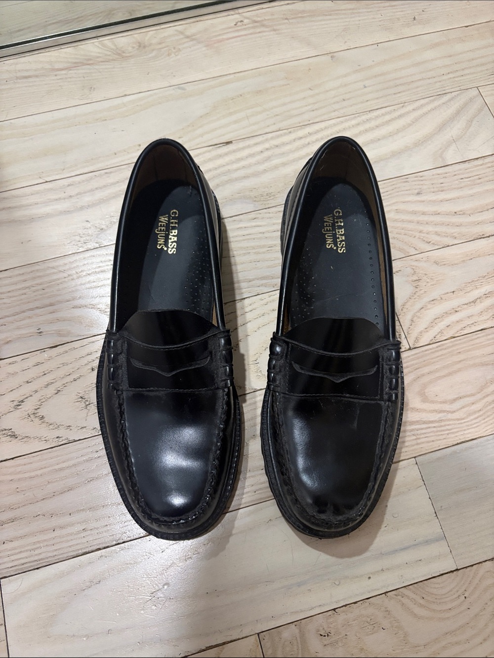 G.H. Bass & Co. Black Leather Penny Loafers